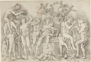 Bacchanal med en vinpress av Andrea Mantegna