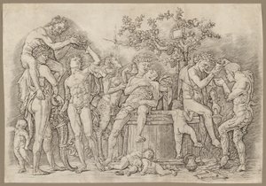 Bacchanal med ett vin Vat av Andrea Mantegna