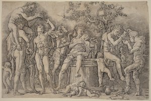 Backanal med ett vinkar av Andrea Mantegna
