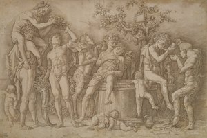 Bacchanal med vinkaret, 1470-90 av Andrea Mantegna
