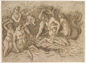 Havsgudarnas strid, högra delen av frisen av Andrea Mantegna