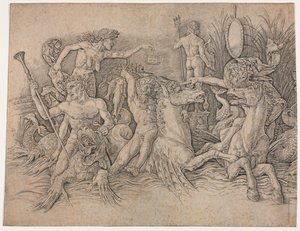 Battle of the Sea Gods - vänster del av Andrea Mantegna