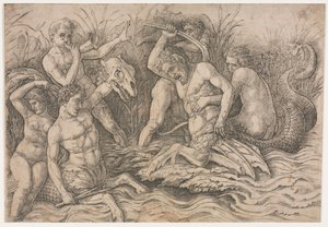 Battle of the Sea Gods - högra delen, ca. 1485-88. av Andrea Mantegna