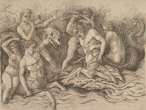 Battle of the Sea Gods Högra delen av en fris, ca. 1485-88. av Andrea Mantegna