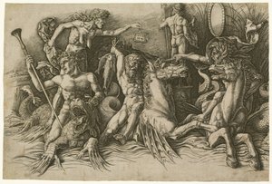Sjögudarnas strid [vänstra halvan] av Andrea Mantegna