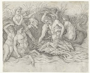 Strid mellan tritoner med nereider på ryggen Slaget om havsgudarna av Andrea Mantegna