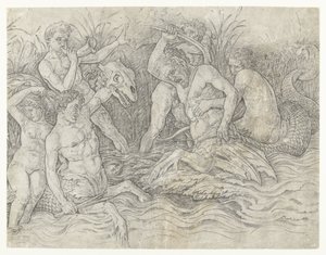 Strid mellan tritoner med nereider på ryggen Slaget om havsgudarna av Andrea Mantegna