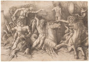 Battle of the Sea Gods, vänster halva av Andrea Mantegna