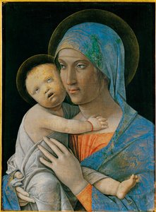 Madonna med barn (tempera på trä) av Andrea Mantegna