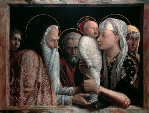 Presentation i Temple av Andrea Mantegna (1431-1506), tempera på duk, 67x86 cm av Andrea Mantegna