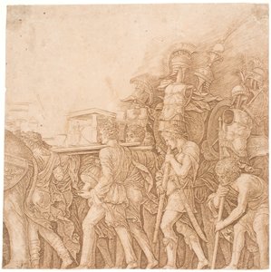 Soldater som bär troféer av Andrea Mantegna