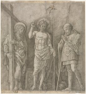 Den uppståndne Kristus mellan St Andrew och Longinus av Andrea Mantegna