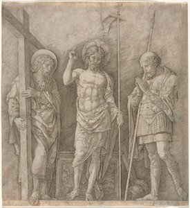 Den uppståndne Kristus mellan St Andrew och Longinus av Andrea Mantegna