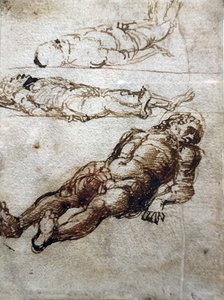 Tre studier för den döde Kristus av Andrea Mantegna