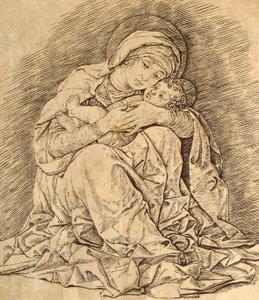 Jungfru och barn. av Andrea Mantegna