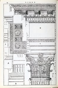 Dekorativa detaljer från Trajanus Tempio, illustration från en faksimilkopia av 
