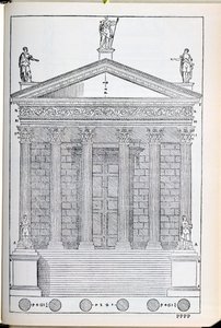 Förhöjning av templet i Nimes, illustration från en faksimilkopia av "I Quattro Libri dell