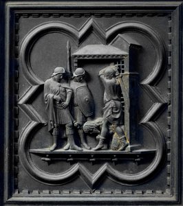The Decapitation of St John the Baptist, sextonde panelen av South Doors of the Baptistery of San Giovanni, 1336 (brons)