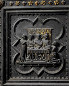 Framställningen av Johannes döparens huvud till kung Herodes (21 f.Kr.-39 e.Kr.), sjuttonde panelen i de södra dörrarna i San Giovannis dopkapell, 1336 (brons)