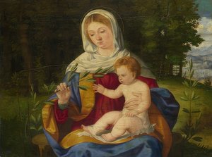 Madonna och barn med olivgren. omkring 1515