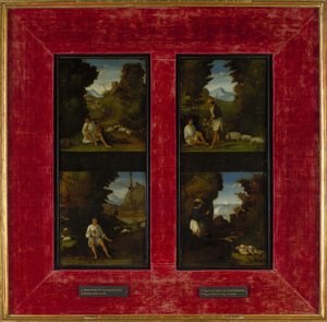 Scener från Tebaldeos Eclogues, ca. 1510 av Andrea Previtali