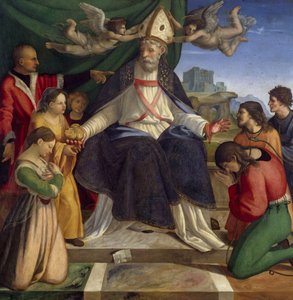 Sankt Nikolaus av Bari tronade av Andrea Sabatini
