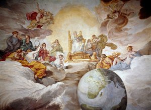 Gudomlig kunskap allegori. Fresk av Andrea Sacchi (1599-1661) 1629-1633 Palazzo Barberini, National Gallery of Ancient Art Rom