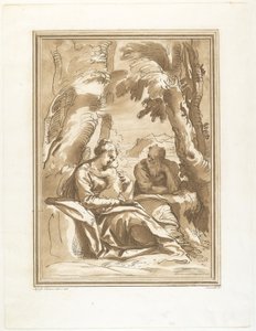 Vila på flykten till Egypten av Andrea Scacciati after Agostino Carracci
