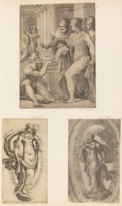 St. Peter och St. John botar den lame mannen, jungfrun och barnet, ca. 1543-60. av Andrea Schiavone