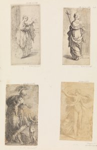 Två kvinnor, Mars och Cupid, Diana, ca. 1536-38. av Andrea Schiavone