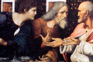 Klostret (Tongerlo Abbey). Målning. Nattvarden. 1506-1507. Detalj (målning) av Andrea Solario