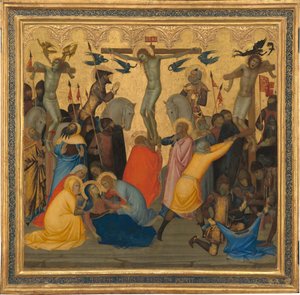 Scener från Passion of Christ: The Crucifixion [mittpanelen], 1380-talet.