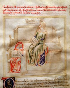 Allegorier av retoriken i "" Chansonne des sept Vertus et des sept Arts liberales destinated to Bruzio Visconti "(Sången om dygder och vetenskaper) av Bartolomeo di Bartoli. Akvarell av Andrea di Bartoli (aktiv mellan 1358 och 1368) (ms. 599, f