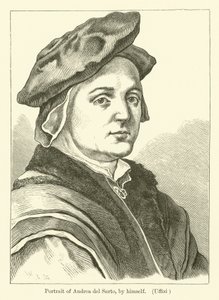 Självporträtt av den italienska målaren Andrea del Sarto (gravyr) av Andrea del (after) Sarto