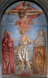 Helig treenighet med Gud, Jesus Kristus och den helige Ande (Helig Ande) Fresk av Andrea del Castagno (ca 1421-1457) Dim 296x180 cm Basilica della Santissima Annunziata, Florens av Andrea del Castagno