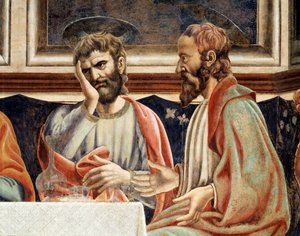 Sista måltiden, detalj av James, son till Alfeus och Simon (Fresco av Andrea del Castagno