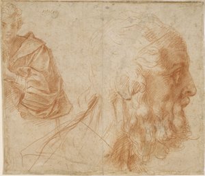 En ungdom och huvudet av en gammal man Homer. Studie, ca 1521 av Andrea del Sarto
