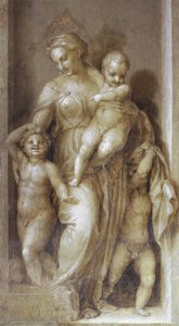 Välgörenhet - Fresco av Andrea del Sarto