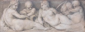 Scen med figurer i klassisk stil av Andrea del Sarto
