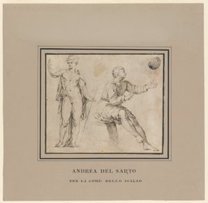 Skisser av en naken figur i klassisk pose och en sittande figur av Andrea del Sarto