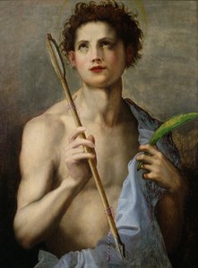 St. Sebastian som håller två pilar och martyrens palm