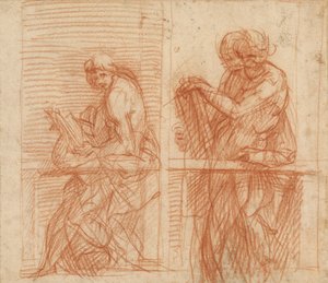 Studie av figurer bakom en balustrad (recto); Studie av figurer bakom en balustrad (verso) av Andrea del Sarto
