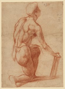 Studie av en knästående figur med en skiss av ett ansikte (recto); figurstudie och ansikte (verso) av Andrea del Sarto