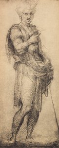Studie av en mansfigur, teckning av Andrea del Sarto. Cabinet of Drawings and Prints, Uffizi Gallery, Florens av Andrea del Sarto