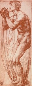 Studie av en mansfigur; teckning av Andrea del Sarto. Cabinet of Drawings and Prints, Uffizi Gallery, Florens av Andrea del Sarto