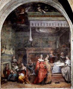 The Birth of the Virgin Fresco av Andrea del Sarto (Andrea d