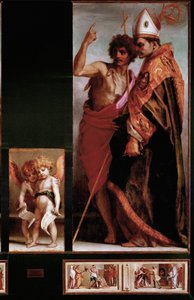 Vallombrosa altartavla: Johannes Baptist och St Bernard degli Uberti, sidopaneler. (olja på panelen av Andrea del Sarto