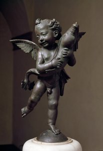 Kärlek med delfin Bronsskulptur av Verrocchio av Andrea del Verrocchio