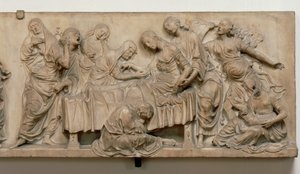Relief som visar Francesca Tornabuonis död av Andrea del Verrocchio
