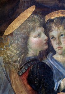 Kristi dop, detalj - olja och tempera på panel av Andrea del Verrocchio